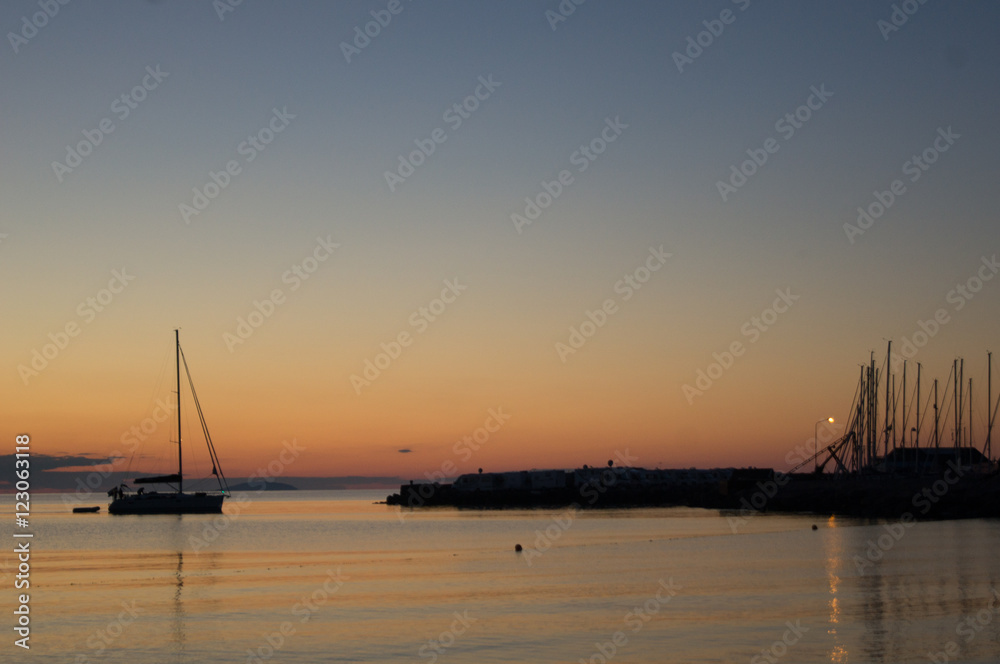 Sailboat in sunset