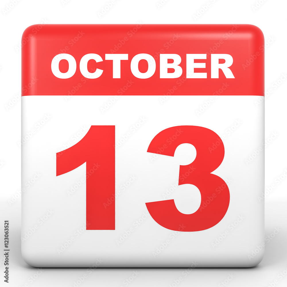 October 13. Calendar on white background. October 13. Calendar on white background.
