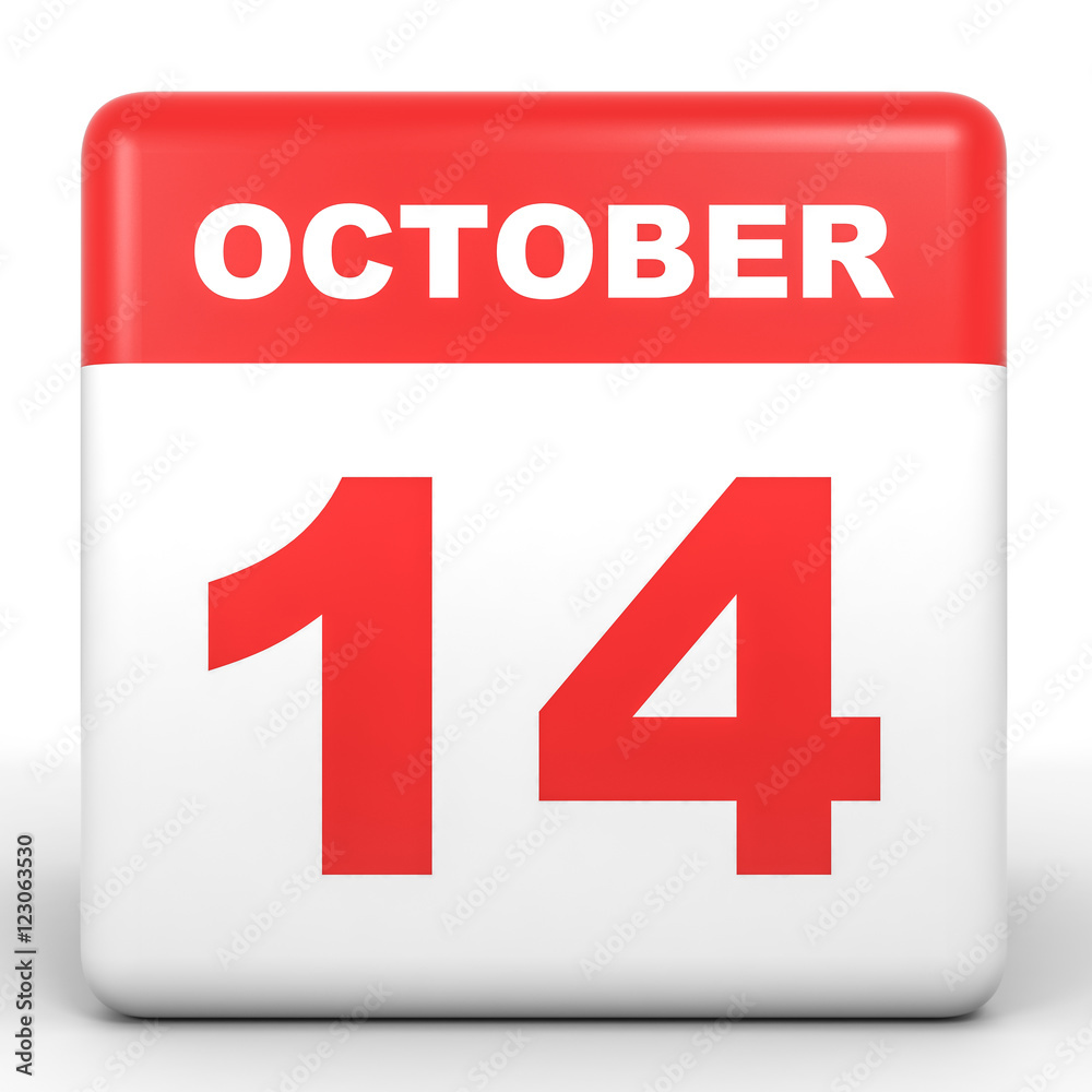 October 14. Calendar on white background. October 14. Calendar on white background.