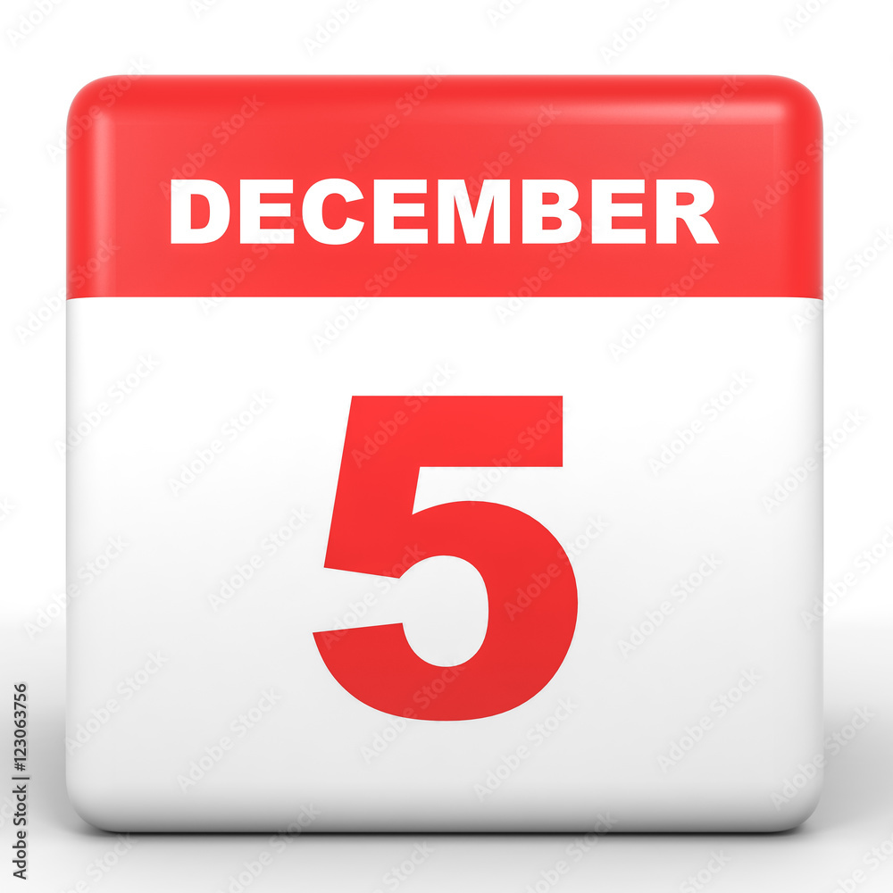 Fototapeta premium December 5. Calendar on white background.