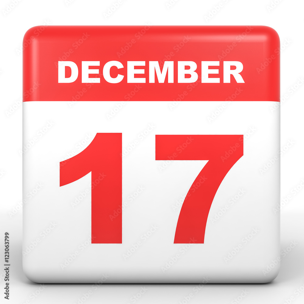 December 17. Calendar on white background. December 17. Calendar on white background.