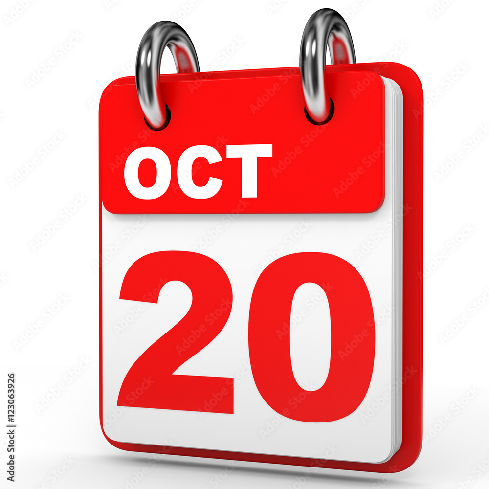 October 20. Calendar on white background. October 20. Calendar on white background.
