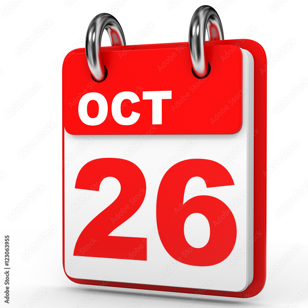 October 26. Calendar on white background. October 26. Calendar on white background.