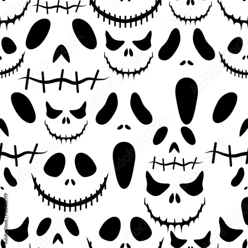 Halloween background.Seamless vector pattern with halloween masks.Holiday print