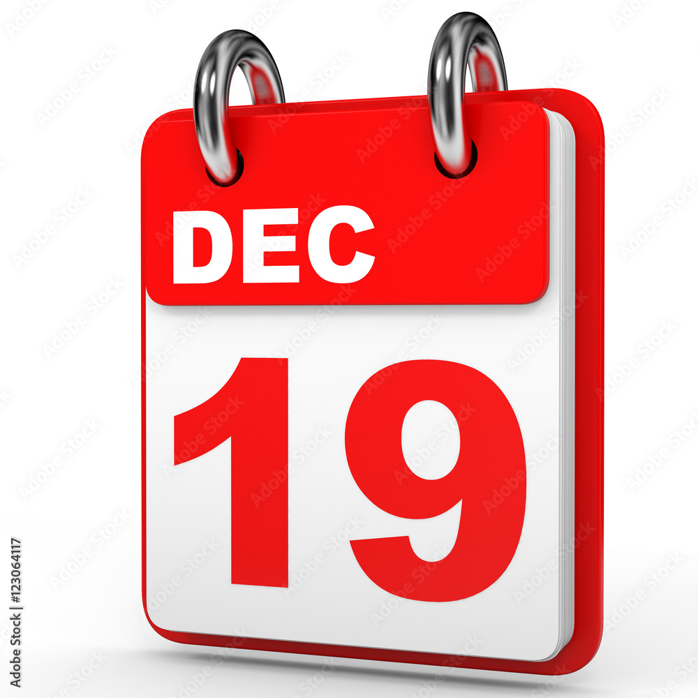 December 19. Calendar on white background. December 19. Calendar on white background.