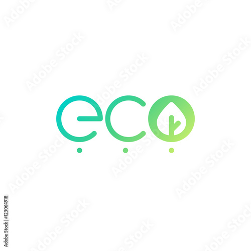 Eco logo. Vector design template. Soft color. Line art logo with leaf