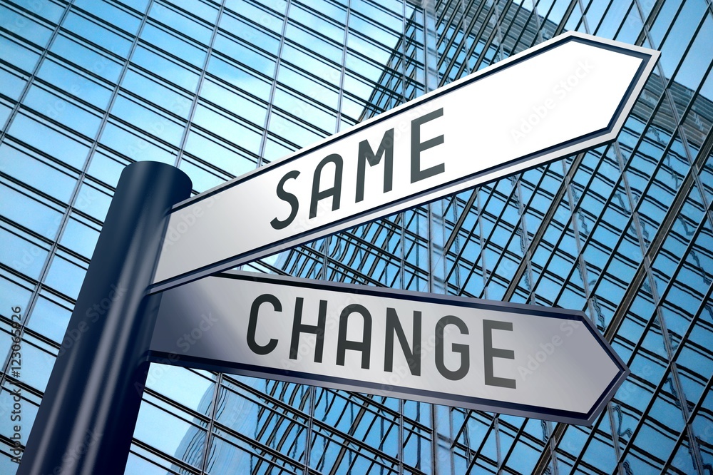 Signpost illustration, two arrows - same or change Signpost illustration, two arrows - same or change
