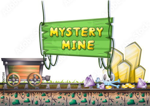 cartoon vector mine game object with separated layers for game and animation game design asset in 2d graphic
