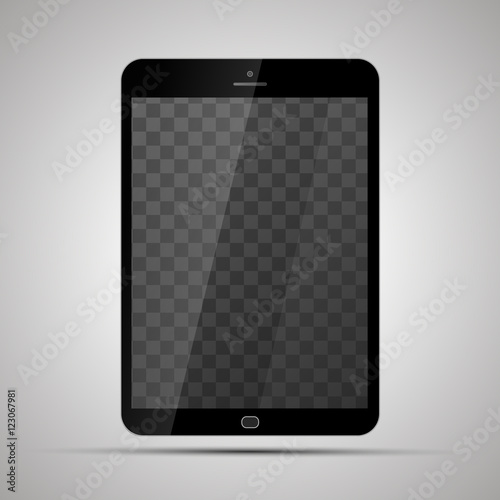 Mock up of realistic glossy tablet with transparent place for screen