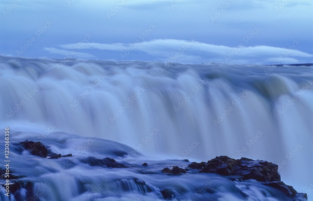 Gullfoss (Goldener Wasserfall), Nachtaufnahme, Hochland, Island Gullfoss (Goldener Wasserfall), Nachtaufnahme, Hochland, Island