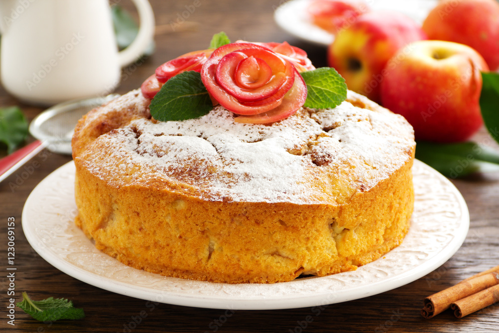 apple pie with vanilla cream. apple pie with vanilla cream.