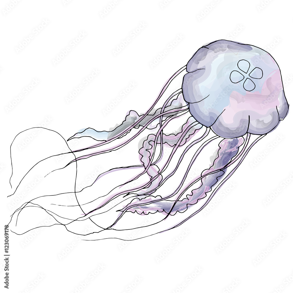 Naklejka premium vector hand drawn jellyfish in doodle style