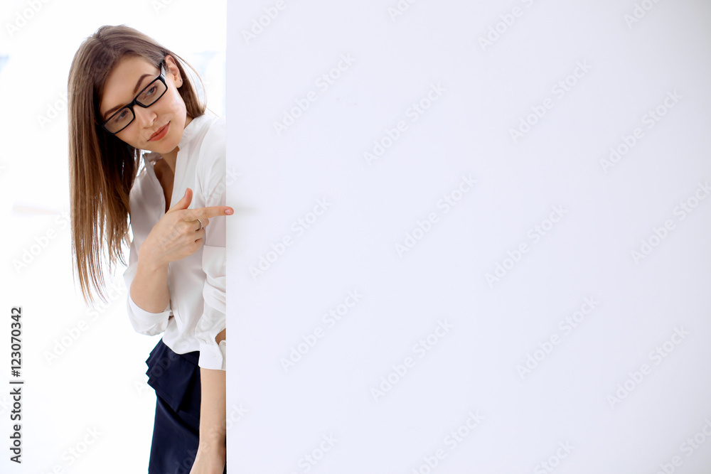 Portrait of modern business woman in the office with copy space area Portrait of modern business woman in the office with copy space area