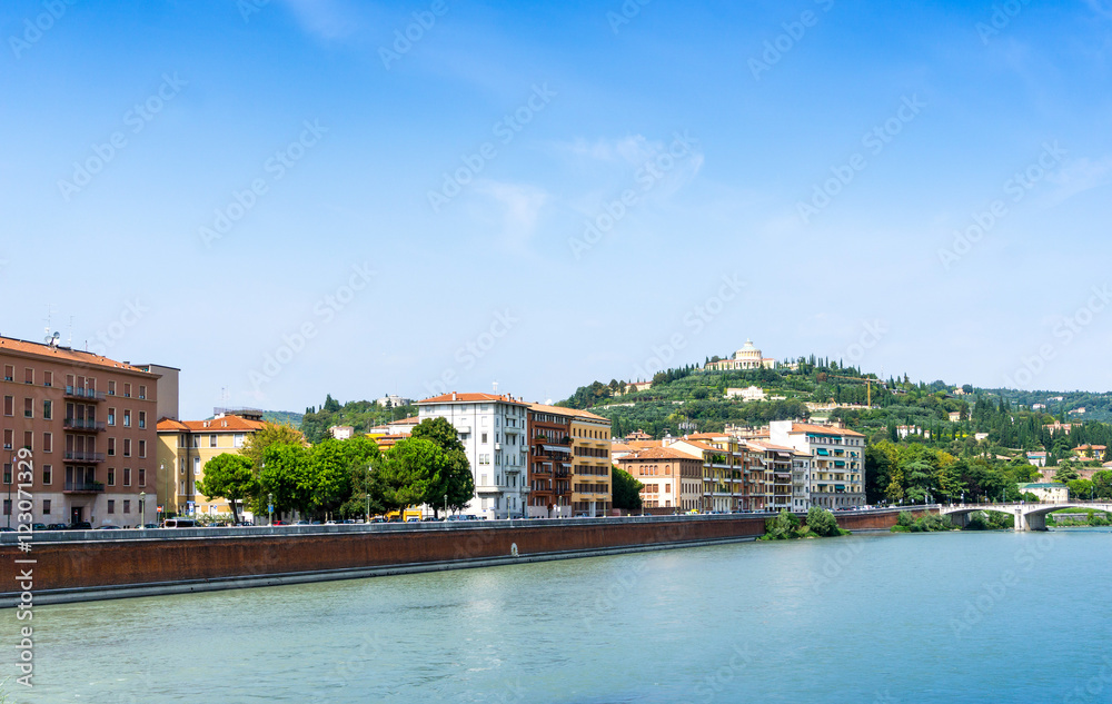 Fototapeta premium Beautiful street view of Verona center which is a world heritag
