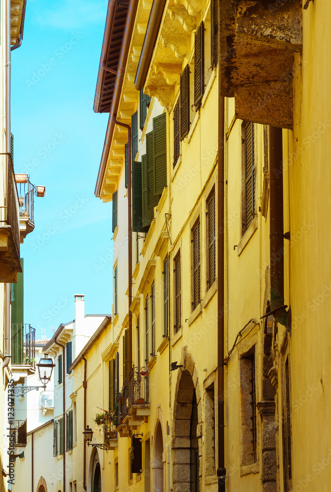 Beautiful street view of  Verona center which is a world heritag