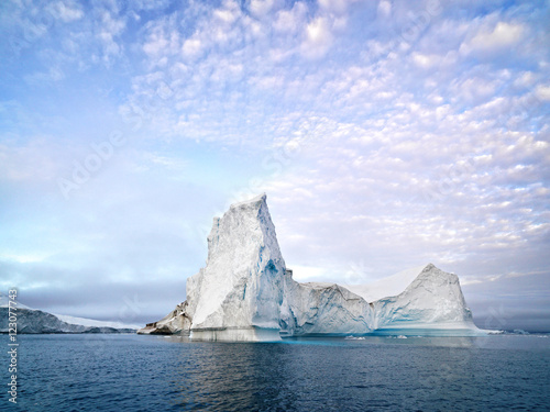 Beautiful icebergs are on arctic ocean in icefjord