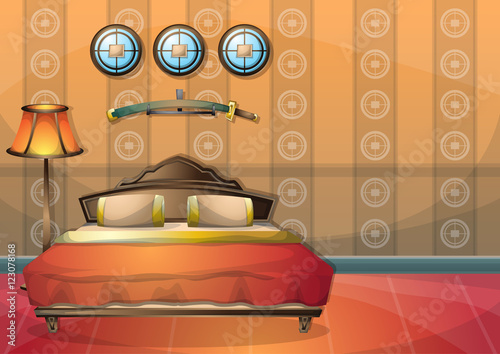 cartoon vector illustration interior chinese room with separated layers in 2d graphic