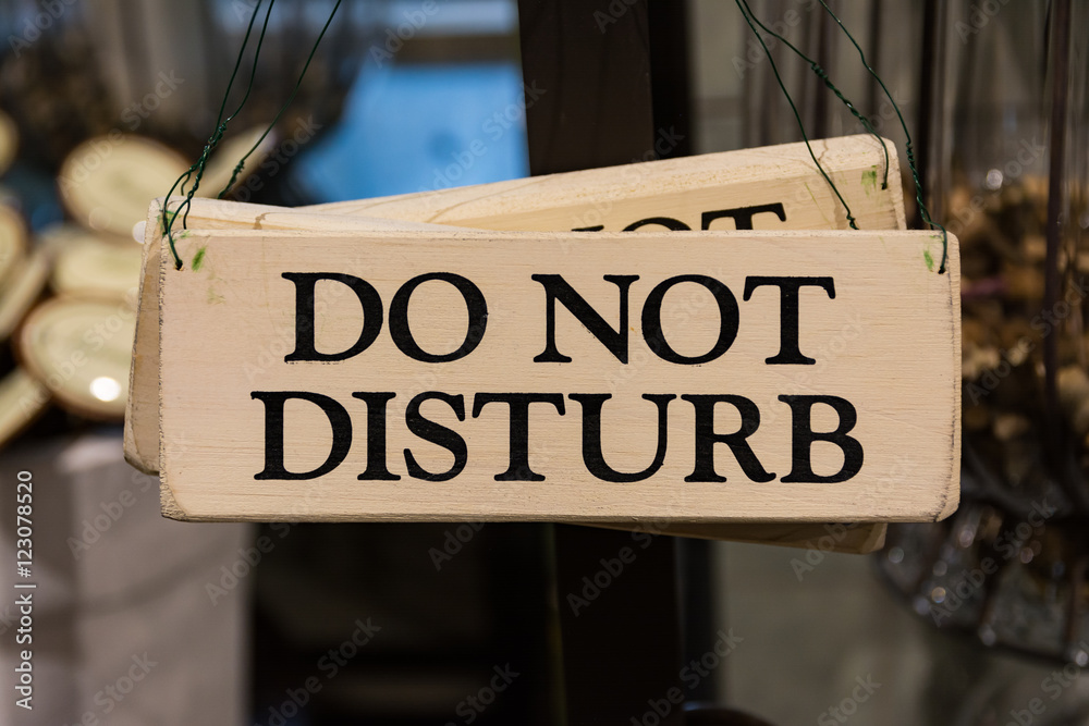 Wooden Do Not Disturb Sign Black Text Printed Decoration Hanging