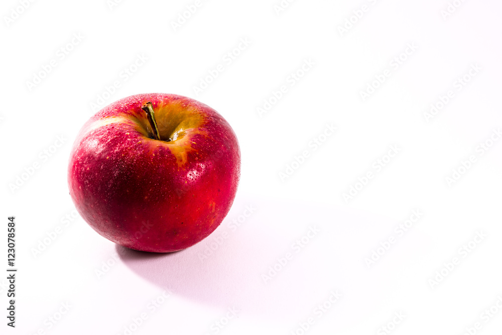 Bright Red Juicy Apple Fruit Fresh Diet Food Isolated White Back Bright Red Juicy Apple Fruit Fresh Diet Food Isolated White Back