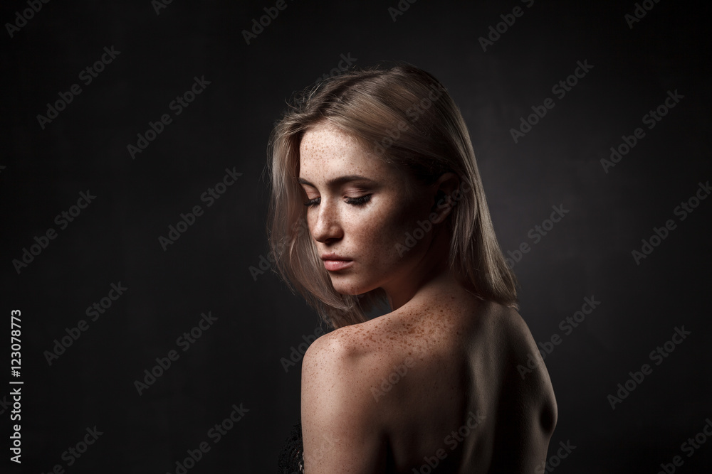 cinematic portrait of girl in dark studio cinematic portrait of girl in dark studio