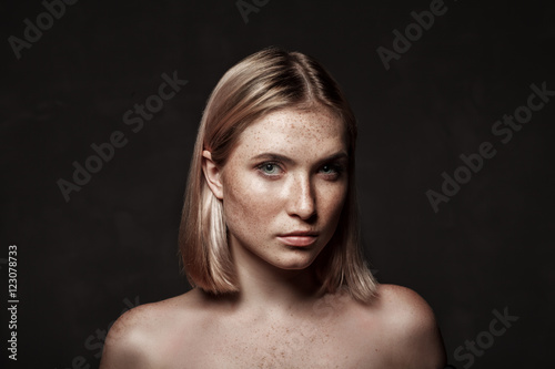 cinematic portrait of girl in dark studio