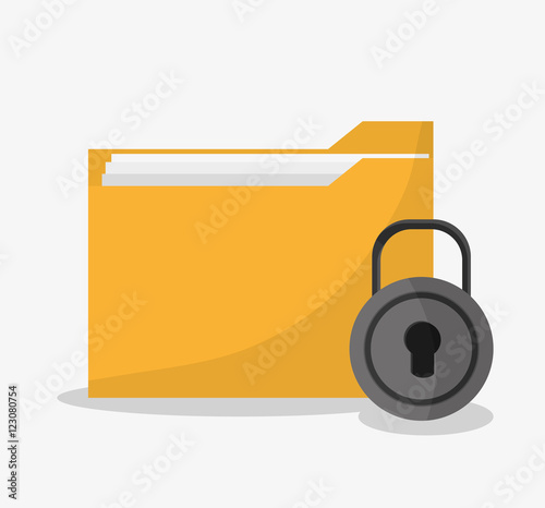File and padlock icon. Document data archive and information theme. Colorful design. Vector illustration