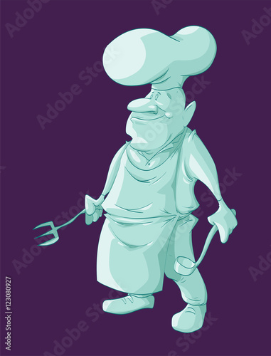 Cartoon vector illustration of a glowing Chef ghost photo