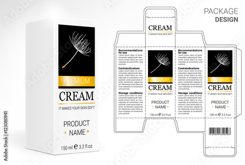 Packaging Design Cosmetics, cut the carton. Shampoos, creams, perfumes, balm.