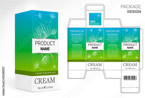 Packaging Design Cosmetics, cut the carton. Shampoos, creams, perfumes, balm.