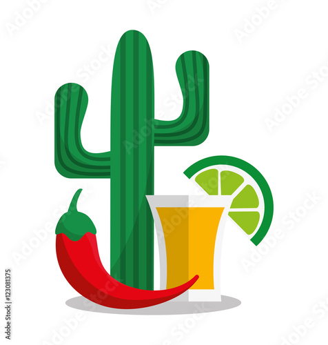 Tequila shote icon. Mexico mexican culture landmark and latin theme. Colorful design. Vector illustration