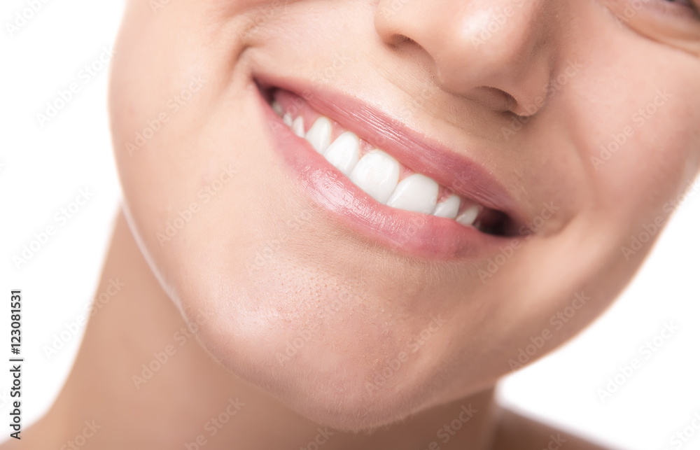 Obraz premium Beautiful wide smile of young woman.