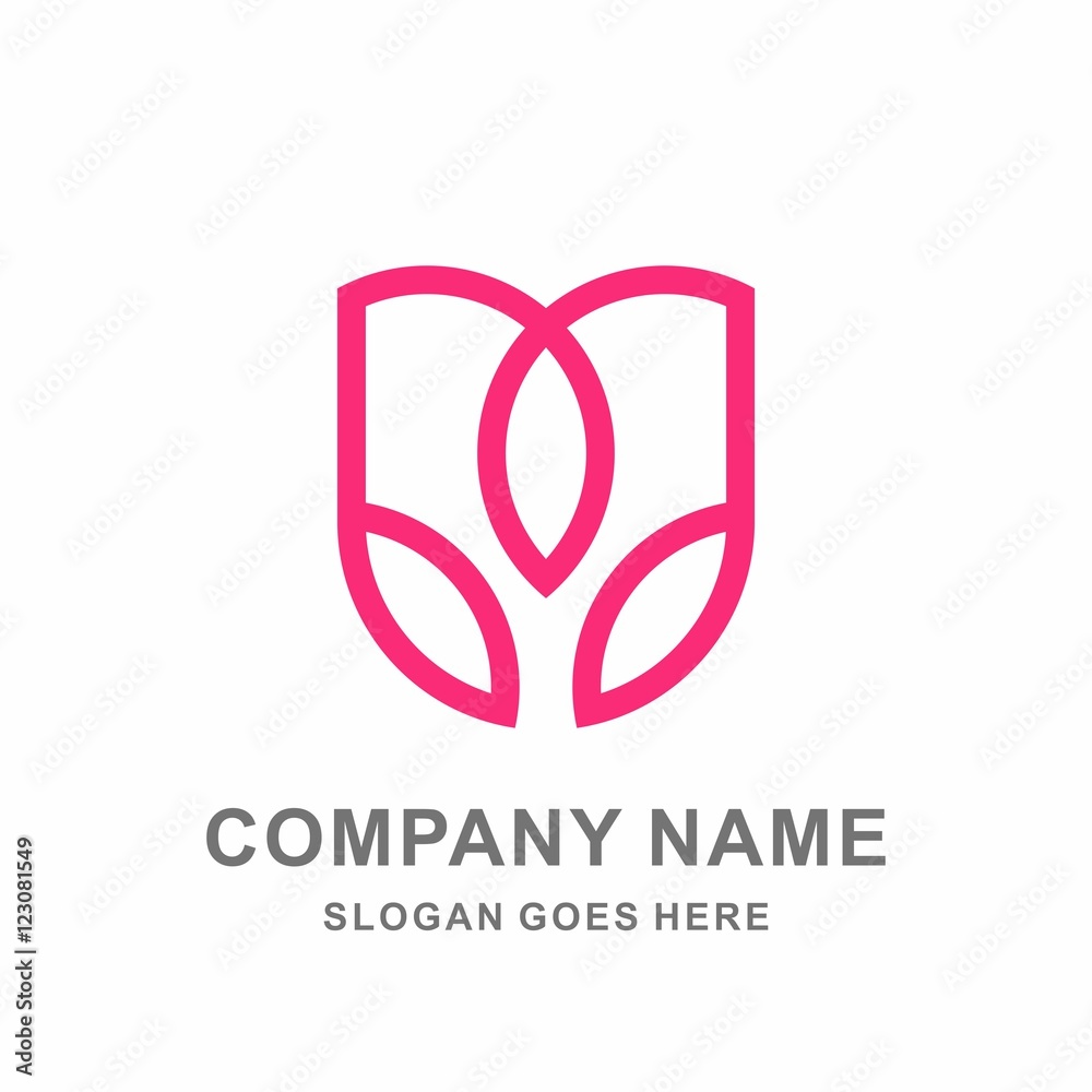 Geometric Rose Flower Outline Vector Logo Design Template Geometric Rose Flower Outline Vector Logo Design Template