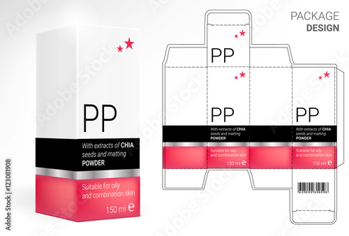 Packaging Design Cosmetics, cut the carton. Shampoos, creams, perfumes, balm.