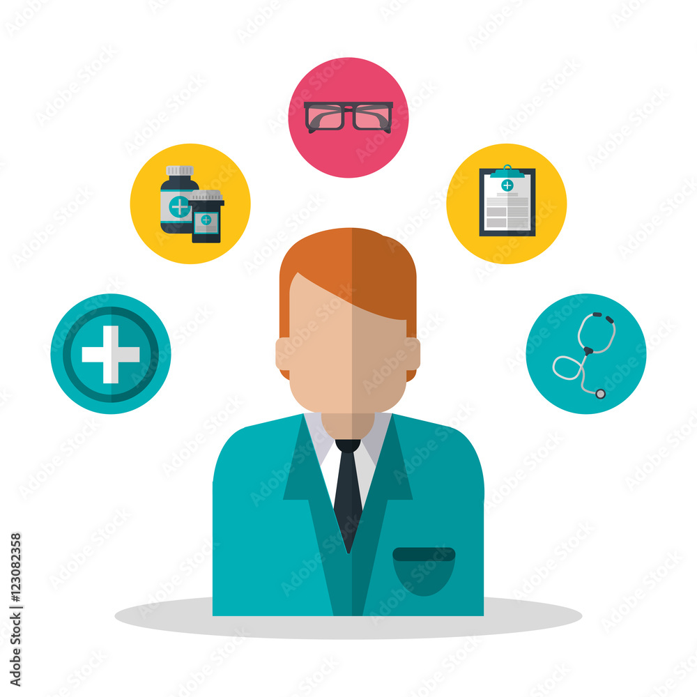 Doctor man icon. Medical and health care theme. Colorful design. Vector illustration Doctor man icon. Medical and health care theme. Colorful design. Vector illustration
