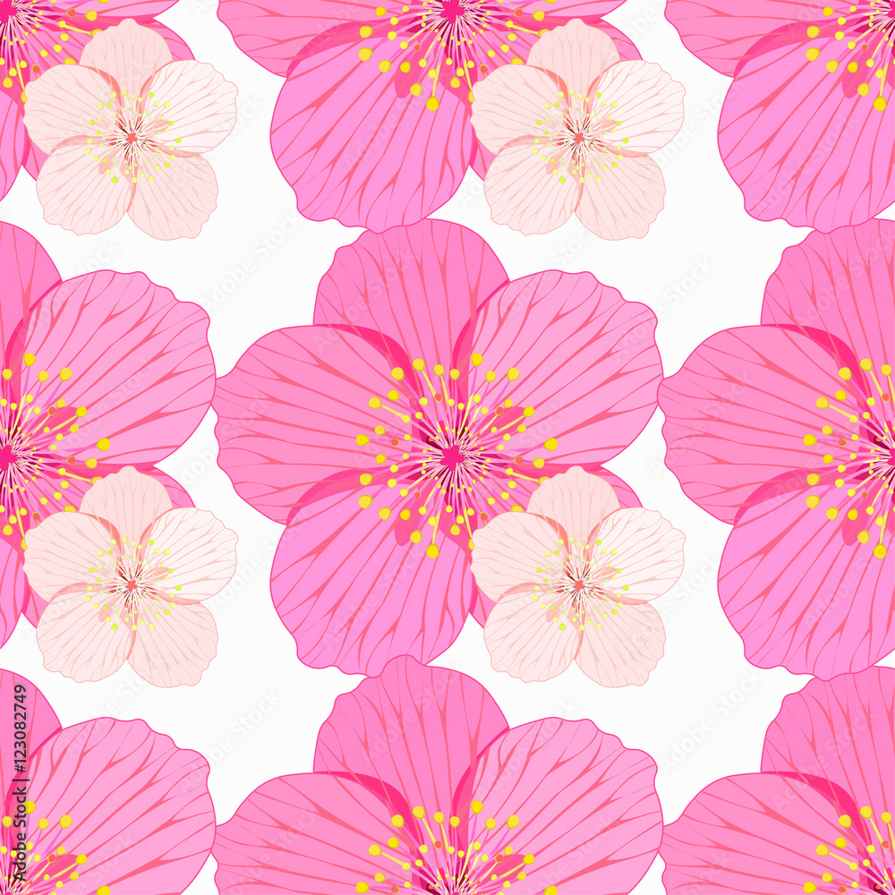seamless pattern Sakura is couple flower on a white background. seamless pattern Sakura is couple flower on a white background.
