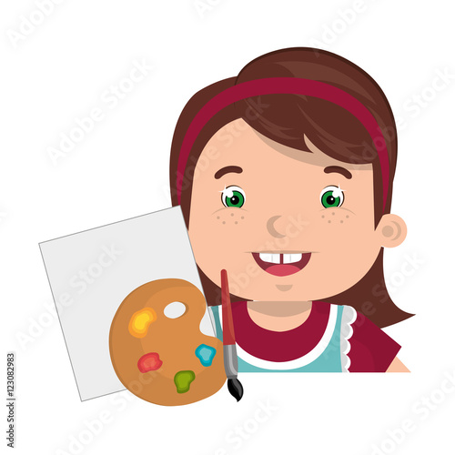 avatar girl smiling with art paint palette and canvas icon. colorful design. vector illustration photo