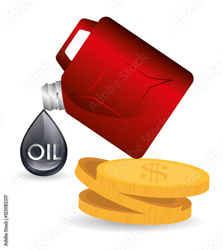 oil drop and gallon and money coins. petroleum price design. vector illustration