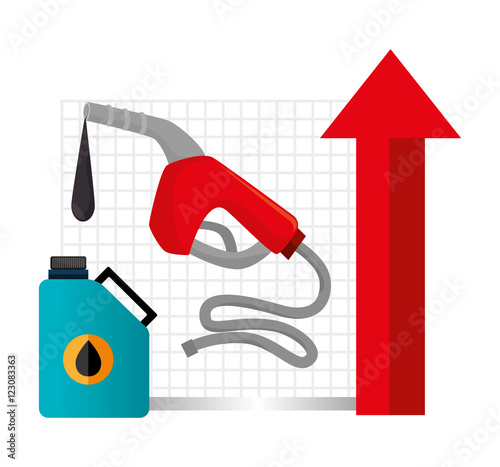 oil galloon and gas station pump and red arrow up. petroleum price design. vector illustration