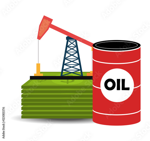 oil rig tower and can. petroleum industry and price design. vector illustration 