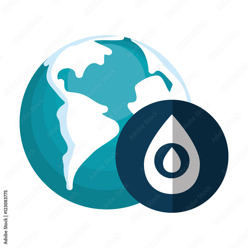 earth planet globe with oil drop icon over blue circle. vector illustration earth planet globe with oil drop icon over blue circle. vector illustration