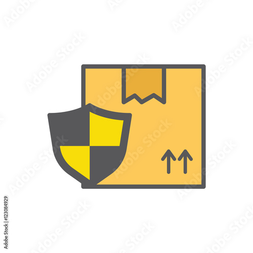 security delivery cardboard icon vector illustration