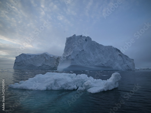 beautiful icebergs are melting on arctic ocean