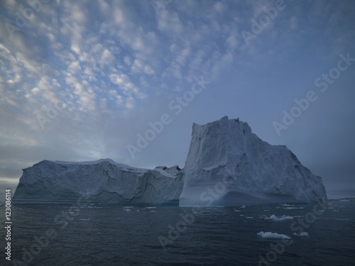 beautiful icebergs are melting on arctic ocean