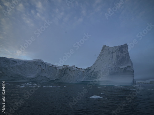 beautiful icebergs are melting on arctic ocean