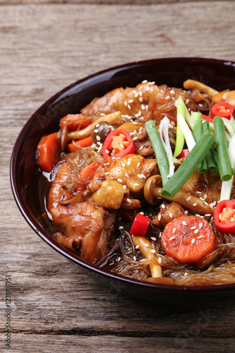 Jjimdak, a korean braised chicken dish. The city of Andong in South Korea is well known for this dish.