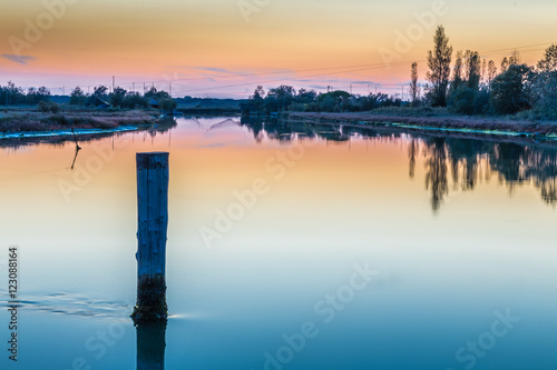 blue hour on fishing house photo