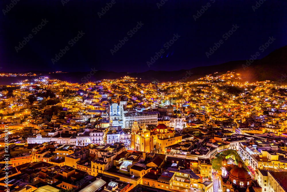 University Temple Companiia Our Lady Basilica Night Guanajuato