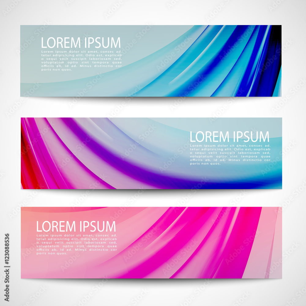 Fototapeta premium Abstract header blue purple line wave vector design. colorful background
