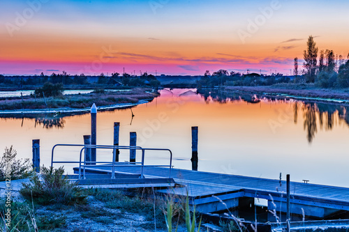 blue hour on fishing house photo