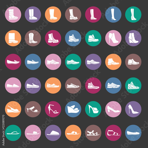 Shoes icon set, male and female shoes. Vector illustration